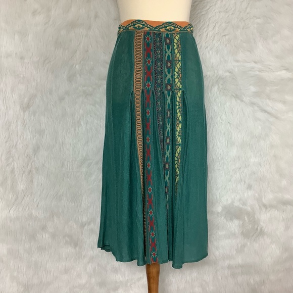 Ivko Dresses & Skirts - Ivko Teal Green Knitted Folk Midi Skirt